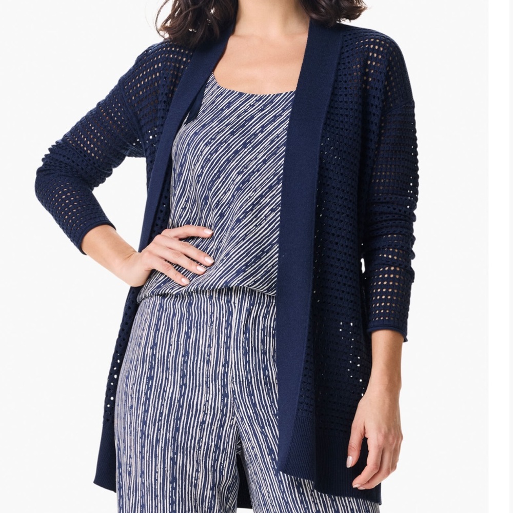 NICK+ZOE Women's Moonlight Mesh Open Cardigan In Dark Indigo Size S